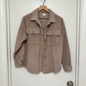 COZY x PINK ROSE | Mauve Fleece Oversized Button Down Shirt Jacket Shacket